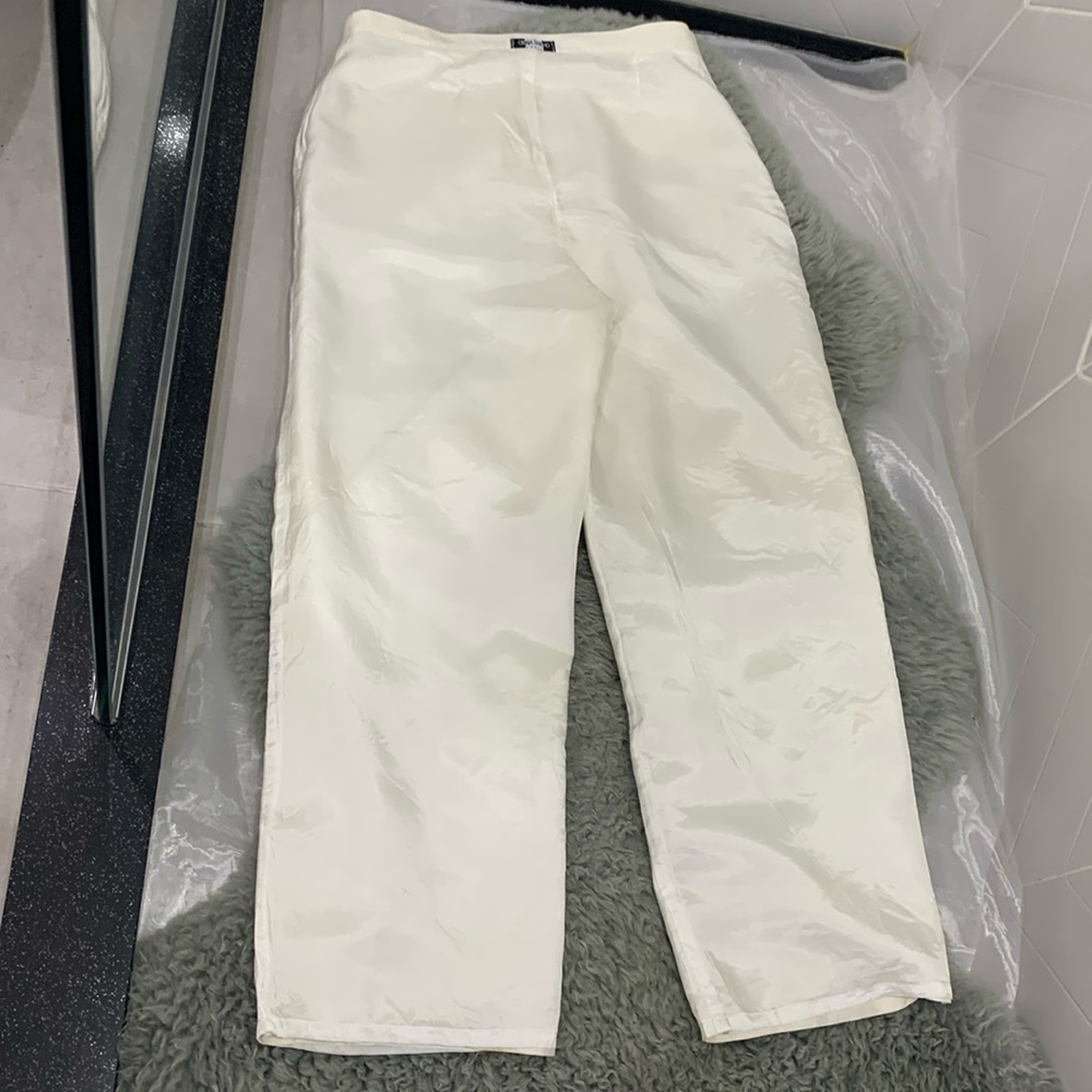 VTG Orna FarhoRARE Made in 🇫🇷 100% Silk Off White 2 Pieces High Rise Pants Set - Picture 9 of 17